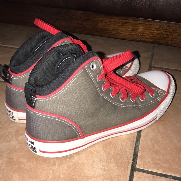 red and grey converse